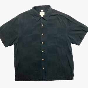 Joseph & Feiss Shirt Mens XL Black Short Sleeve Silk Button Up